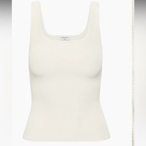 Aritzia Babaton Sculpt Knit Squareneck Tank - Matte Pearl